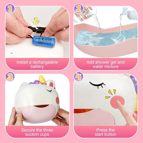 Baby Bath Toys, Unicorn Rechargeable Bath Bubble Machine, Automatic Bubble Maker with 12 Music, Bathtub Shower Water Toys, Toddlers Gifts for Girls Bathroom Toys Kids Ages 1-3 4-8 in Kuwait