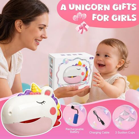 Baby Bath Toys, Unicorn Rechargeable Bath Bubble Machine, Automatic Bubble Maker with 12 Music, Bathtub Shower Water Toys, Toddlers Gifts for Girls Bathroom Toys Kids Ages 1-3 4-8 in Kuwait