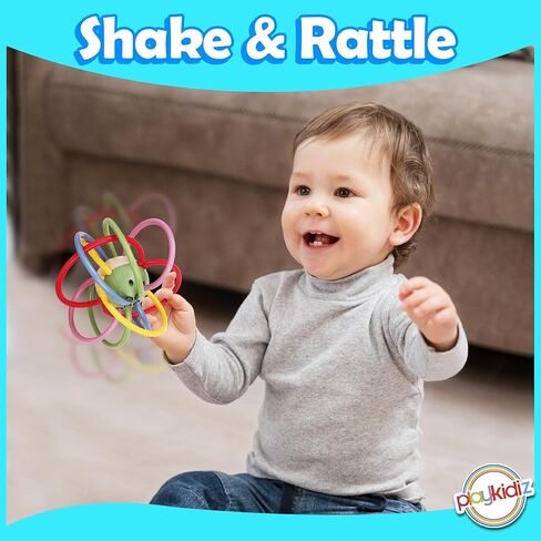 Rattle & Sensory Teether Toys for Babies, Multicolour Soft Teething Tube, Easy to Clean, Developmental Baby Toys 0-6 Months in Kuwait