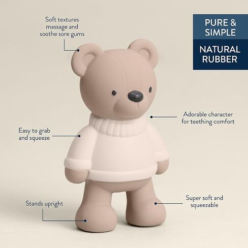 Itzy Ritzy Natural Rubber Teether – BPA-Free Soft & Durable Infant Teething Toy, Easy for Little Hands to Grab & Squeeze, Designed for Babies & Toddlers (Bear) in Saudi Arabia