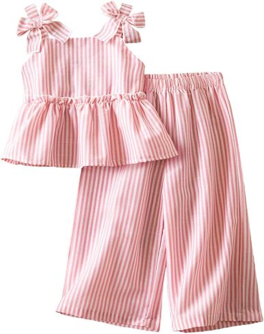 NNJXD Toddler Baby Girl Summer Outfits Sleeveless Top and Wide Leg Pants Set 2Pcs Cute Clothes in Kuwait