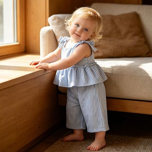 NNJXD Toddler Baby Girl Summer Outfits Sleeveless Top and Wide Leg Pants Set 2Pcs Cute Clothes in Saudi Arabia