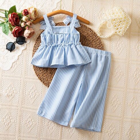 NNJXD Toddler Baby Girl Summer Outfits Sleeveless Top and Wide Leg Pants Set 2Pcs Cute Clothes in Saudi Arabia