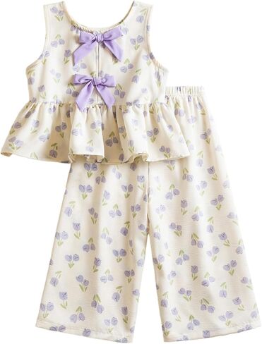 NNJXD Toddler Baby Girl Summer Outfits Sleeveless Top and Wide Leg Pants Set 2Pcs Cute Clothes in Saudi Arabia