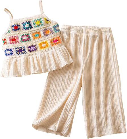 NNJXD Toddler Baby Girl Summer Outfits Sleeveless Top and Wide Leg Pants Set 2Pcs Cute Clothes in Saudi Arabia