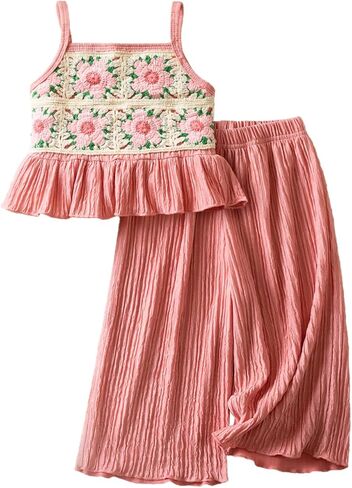 NNJXD Toddler Baby Girl Summer Outfits Sleeveless Top and Wide Leg Pants Set 2Pcs Cute Clothes in Saudi Arabia