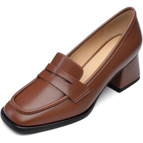 حذاء بدون كعب نسائي من FEMSTEP، حذاء بدون كعب بكعب مكتنز سهل الارتداء، حذاء بدون كعب بمقدمة مربعة، حذاء مريح للعمل كاجوال للعمل للنساء في المكتب الرسمي، كعب 2.1 بوصة in Kuwait