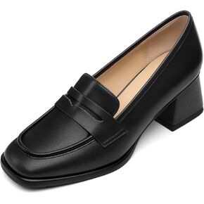 حذاء بدون كعب نسائي من FEMSTEP، حذاء بدون كعب بكعب مكتنز سهل الارتداء، حذاء بدون كعب بمقدمة مربعة، حذاء مريح للعمل كاجوال للعمل للنساء في المكتب الرسمي، كعب 2.1 بوصة in Kuwait