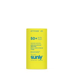 ATTITUDE Kids Mineral Sunscreen Face Stick SPF 50، أكسيد الزنك واسع الطيف، معتمد من EWG، غير نانو، لطيف خفيف الوزن وغير دهني، نباتي، غير معطر، 0.53 أونصة in Kuwait