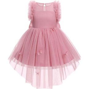 IDOPIP Toddler Girls Butterfly Dress Sparkly High Low Tulle Tutu Princess Birthday Party Dress for 1-6T Flower Girl Wedding in Kuwait