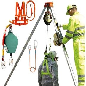 Heavy-Duty Rescue TripodPortable Rescue Tripod Adjustable Capacity Ideal for Emergency Fire Rescues Confined Spaces Sewers & Ducts - Safety Equipment for First Responders，（2600LBS/1180KG） in Kuwait