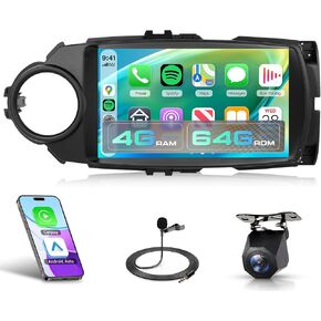 Rimoody 4G+64G Car Stereo for Toyota Yaris 2012-2016 Wireless CarPlay Android Auto, Android 15 Car Radio 9'' in-Cell Touch Screen/GPS/Bluetooth 5.0/FM RDS/EQ/Wi-Fi/Mirror Link, AHD Rear Camera in Saudi Arabia