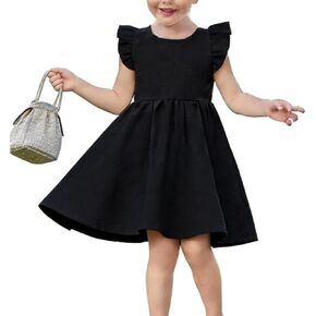 فستان للفتيات الصغيرات من القطن والكتان بأكمام مكشكشة، فستان كاجوال بدون أكمام للحفلات للأطفال الصغار in Kuwait