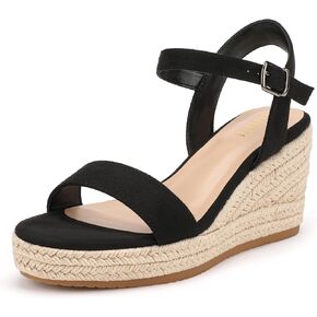 IDIFU IN3 Wedge Sandals for Women Espadrille Platform Round Open Toe Dressy Mid High Heeled Wedges with Adjustable Ankle Strap Comfortable Casual Vacation Holiday Beach Summer Dress Wedges Shoes in Kuwait