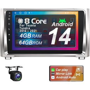 ستيريو راديو السيارة لسيارة Toyota Tundra 2014-2021، 8 Core، Android 14، وحدة رئيسية مع Carplay اللاسلكي وAndroid Auto، بلوتوث، التحكم الصوتي، شاشة لمس عالية الدقة 9 بوصات، AM/FM/RDS، كاميرا احتياطية، SWC in Kuwait