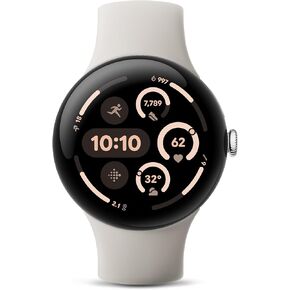 ساعة Google Pixel 3 (41 مم) موديل 2024 Android الذكية، تتبع معدل ضربات القلب، الجري المتقدم من Fitbit، رؤى اللياقة البدنية، بطارية تدوم 24 ساعة، هيكل من الألومنيوم الفضي المصقول، سوار من البورسلين، Wi-Fi (متجدد) in Kuwait