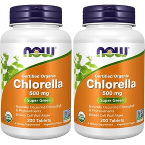NOW Supplements, Organic Chlorella 500 mg with naturally occurring Chlorophyll, Beta-Carotene, mixed Carotenoids, Vitamin C, Iron and Protein, 200 Tablets in Saudi Arabia