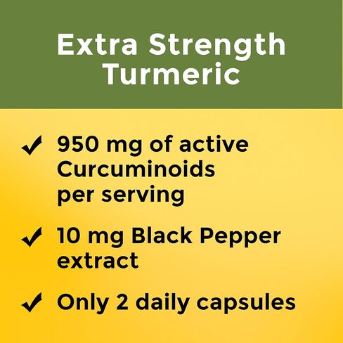 Nature Made Extra Strength Turmeric Curcumin with Black Pepper, 1000mg Turmeric extract (950mg Curcuminoids) per serving, Supports Healthy Inflammation Response, 60 Vegetarian Capsules, 30 Day Supply in Kuwait