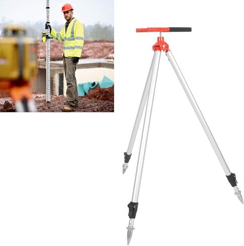 Goshyda Total Station Prism Pole Tripod قوي الدقة آليًا قابل للسحب من سبائك الألومنيوم توسيط قضيب المشبك لمواقع البناء والجسور 29.5-47.2 بوصة ارتفاع in Kuwait