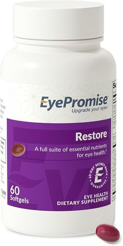 مكمل EyePromise Restore - 180 كبسولة هلامية تحتوي على اللوتين وفيتامين C وفيتامين D وفيتامين E وزيت السمك أوميغا 3 وزياكسانثين - تركيبة كاملة حاصلة على براءة اختراع لصحة العين in Kuwait