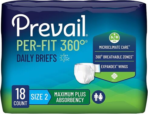 سراويل داخلية Prevail Per-Fit بحد أقصى 360 درجة بالإضافة إلى الامتصاص لسلس البول، مقاس 1، 96 قطعة in Kuwait