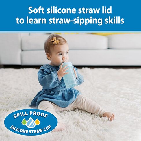 Dr. Brown's Milestones Straw to 360 Convertible Toddler Training Cup Set with Interchangeable Silicone Straw and 360 Degree Cup Lids, Blue Ocean, 10 oz/300 mL, BPA-Free, 9m+, 1-Pack in Saudi Arabia