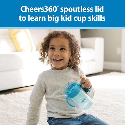 Dr. Brown's Milestones Straw to 360 Convertible Toddler Training Cup Set with Interchangeable Silicone Straw and 360 Degree Cup Lids, Blue Ocean, 10 oz/300 mL, BPA-Free, 9m+, 1-Pack in Saudi Arabia