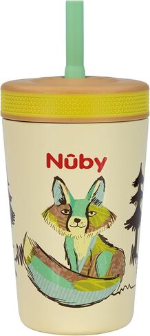 Nuby Thirsty Kids Insulated Toddler Cup with Silicone Flexstraw - 12 oz - Stainless Steel and Leak-Resistant - 18+ Months - Monster Trucks in Kuwait