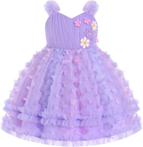 IBTOM CASTLE Birthday Dress for Girls Sleeveless 3D Butterfly Tulle Dress Toddler Pageant Birthday Party Ball Prom Gown in Kuwait