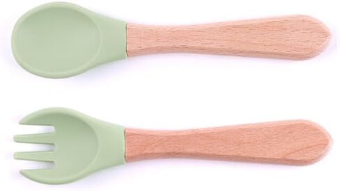 Silicone Baby Feeding Set | BPA-FREE |9 PCS Baby Led Weaning Supplies Self Feeding Utensils | Divided Suction Plate Bowl Bib Training Sippy Cup Spoon Fork (Green) in Kuwait