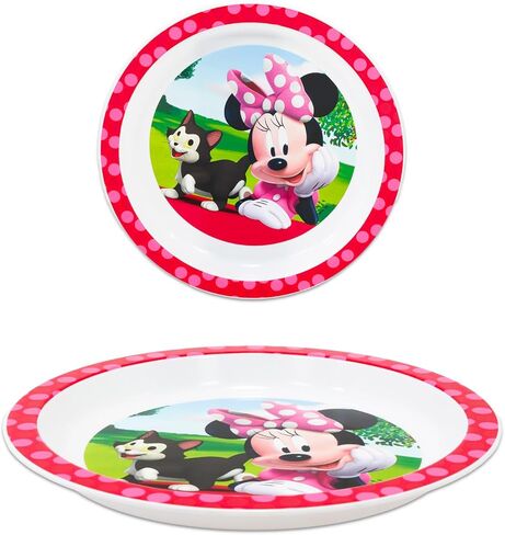 Disney Dinnerware Set for Girls - 3 Pc Kitchen Accessories Bundle with Stitch, Princess, Minnie Mouse Plates Plus Stickers, More | Disney Plates for Girls, Kids, Toddlers in Kuwait