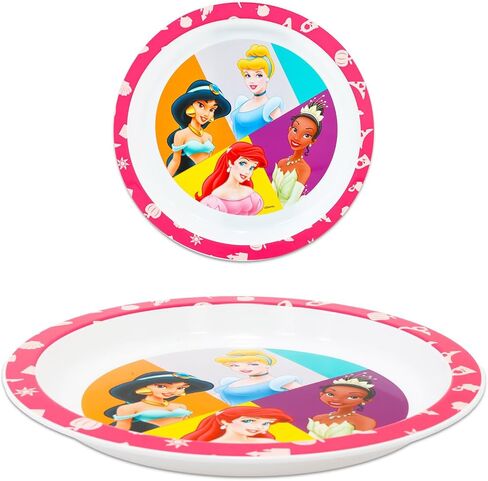 Disney Dinnerware Set for Girls - 3 Pc Kitchen Accessories Bundle with Stitch, Princess, Minnie Mouse Plates Plus Stickers, More | Disney Plates for Girls, Kids, Toddlers in Kuwait