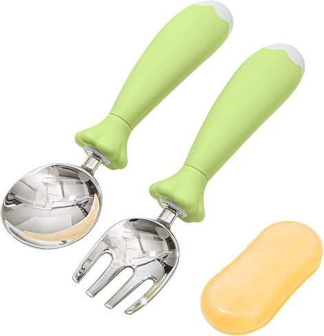 KINGSTONE Toddler Utensils with Case, Kids Silverware Set with Silicone Handles, 18/10 Stainless Steel Children Safe Forks and Spoons, Travel Carrying Cases BPA Free, Dishwasher Safe (pink) in Kuwait