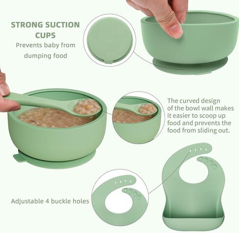13 Pack Silicone Baby Feeding Set, BPA-Free Baby LED Weaning Supplies, Include Suction Plates, Bowls, Silicone and Stainless Steels Fork & Spoon, First Stage Infant Food Eating Utensils - 6+ Months in Kuwait