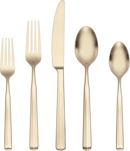 مجموعة أونيدا الفضية، مجموعة أدوات مائدة من رايدر ساتان باللون الأسود مكونة من 20 قطعة، خدمة لـ 4 أشخاص، 18/0 من الفولاذ المقاوم للصدأ، آمنة للاستخدام في غسالة الأطباق، مجموعات أدوات المائدة، مجموعات أدوات المطبخ، ملاعق وشوك السكاكين (أسود، 20 قطعة) in Kuwait