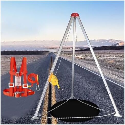 Heavy-Duty Rescue TripodAdjustable Rescue Tripod Kit Portable Safety Equipment for Confined Spaces Deep Well Rescue Pipe Cleaning and Repair Essential Lifting Gear，（with Safe Belt） in Kuwait