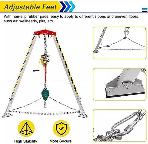 Heavy-Duty Rescue TripodAdjustable Rescue Tripod Kit Portable Safety Equipment for Confined Spaces Deep Well Rescue Pipe Cleaning and Repair Essential Lifting Gear，（with Safe Belt） in Kuwait