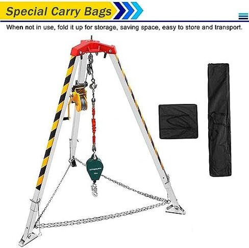 Heavy-Duty Rescue TripodAdjustable Rescue Tripod Kit Portable Safety Equipment for Confined Spaces Deep Well Rescue Pipe Cleaning and Repair Essential Lifting Gear，（with Safe Belt） in Kuwait
