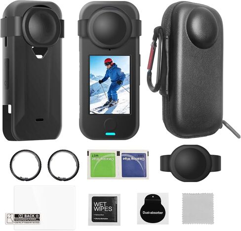 JasonMighty for Insta 360 X4 AIR Accessories Kit Include Camera Case/Silicone Cover/Lens Guards/Screen Tempered Glass/Action Camera Protection Parts for X4 AIR in Kuwait