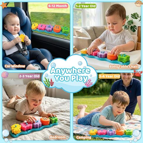 Baby Bath Toys for Kids Ages 1-3 Mold Free Bath Toys Toddlers 2-4 Silicone 21 PCS Ocean Shape Sorters for Toddlers 1-3 Stacking Bathtub Suction Water Play Toys for Toddlers 3-5 Boy Girl Early Learning in Kuwait