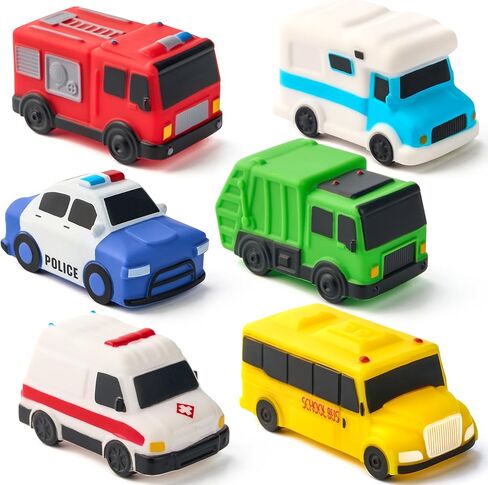 JOYIN 6 قطع ألعاب حمام السيارة، ألعاب حوض استحمام مختومة وبدون فتحات وعفن للأطفال، ألعاب مركبات مائية غير سامة وناعمة، قابلة للعصر وتطفو على الماء، حمام وحمام سباحة للأولاد والبنات in Kuwait