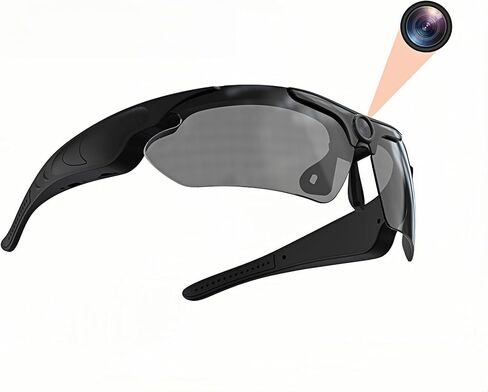 XUMIUZIY Camera Glasses, HD 1080P Sports Sunglasses Camera Video Glasses, Audio and Video Recording, Outdoor Wearable Polarized Lenses for Cycling, Hiking (Black) in Kuwait