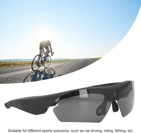 XUMIUZIY Camera Glasses, HD 1080P Sports Sunglasses Camera Video Glasses, Audio and Video Recording, Outdoor Wearable Polarized Lenses for Cycling, Hiking (Black) in Kuwait
