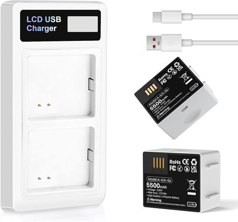 5500mAh Battery for Arlo Pro 3/ Pro 4 with Charger, 2026 Upgrade High Capacity Battery Replacement for Arlo Pro 5S 2K/ Ultra 2/ Ultra, A-4, A-4a, VMA5400, VMC4040P, VMC4060P - 2 Pack in Kuwait