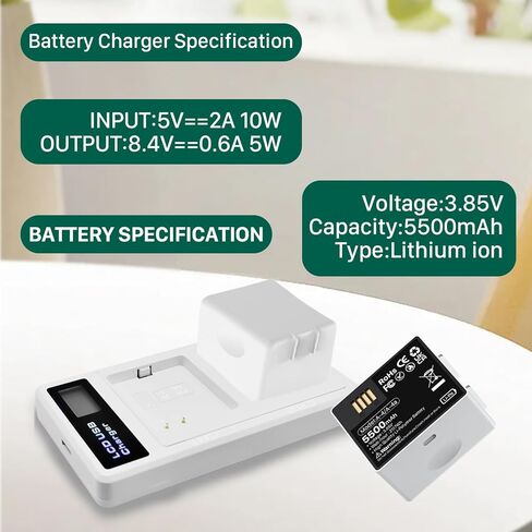 5500mAh Battery for Arlo Pro 3/ Pro 4 with Charger, 2026 Upgrade High Capacity Battery Replacement for Arlo Pro 5S 2K/ Ultra 2/ Ultra, A-4, A-4a, VMA5400, VMC4040P, VMC4060P - 2 Pack in Kuwait