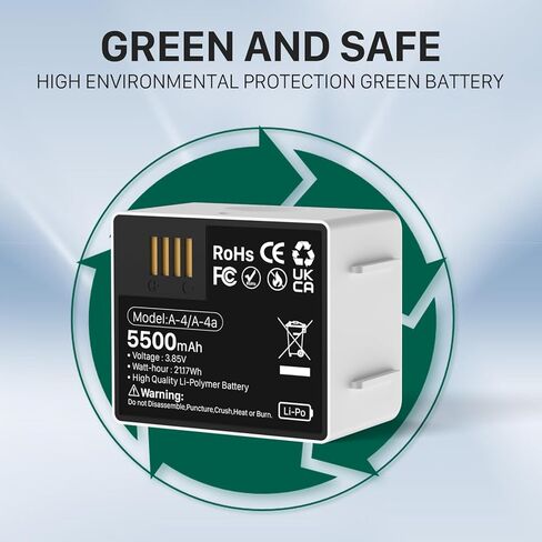 5500mAh Battery for Arlo Pro 3/ Pro 4 with Charger, 2026 Upgrade High Capacity Battery Replacement for Arlo Pro 5S 2K/ Ultra 2/ Ultra, A-4, A-4a, VMA5400, VMC4040P, VMC4060P - 2 Pack in Kuwait