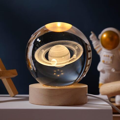 3D Galaxy Crystal Ball Night Light for Gifts with Colorful LED Light Base, Color Changing Light with Remote as a Birthday Gift for Teens Boys and Girls, Galaxy Model in Kuwait