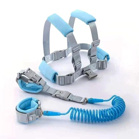 Toddler Harness Leash, 2-in-1 Anti Lost Leash with Safety Lock & Adjustable Wrist Link, 6.6ft Rein for Kids 1-3 Years, Baby Security Harness for Crowded Places, Travel, Shopping (Blue) in Kuwait