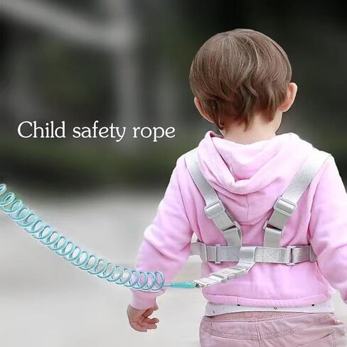 Toddler Harness Leash, 2-in-1 Anti Lost Leash with Safety Lock & Adjustable Wrist Link, 6.6ft Rein for Kids 1-3 Years, Baby Security Harness for Crowded Places, Travel, Shopping (Blue) in Kuwait