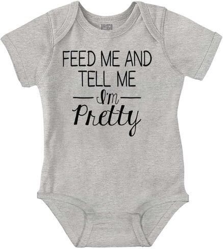 العلامات التجارية بريسكو Feed Me Tell Me Im Pretty Funny Humor Baby Bodysuit Jumper Girls in Kuwait